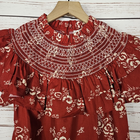 Sea NY | Alessia Red Floral Ruffle Top NWT - Picture 4 of 8